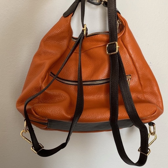 Valentina Tradizione Italiana Convertible Orange Bag/Backpack - Picture 3 of 12